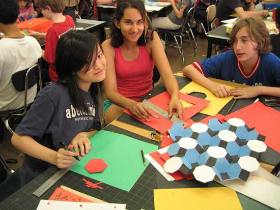 A group of people sitting around a table.