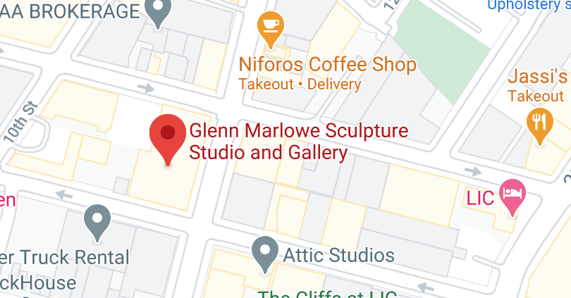 A map of the location of a sculpture studio and gallery.